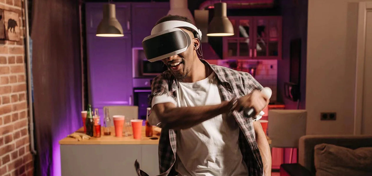 man wearing oculus head strap