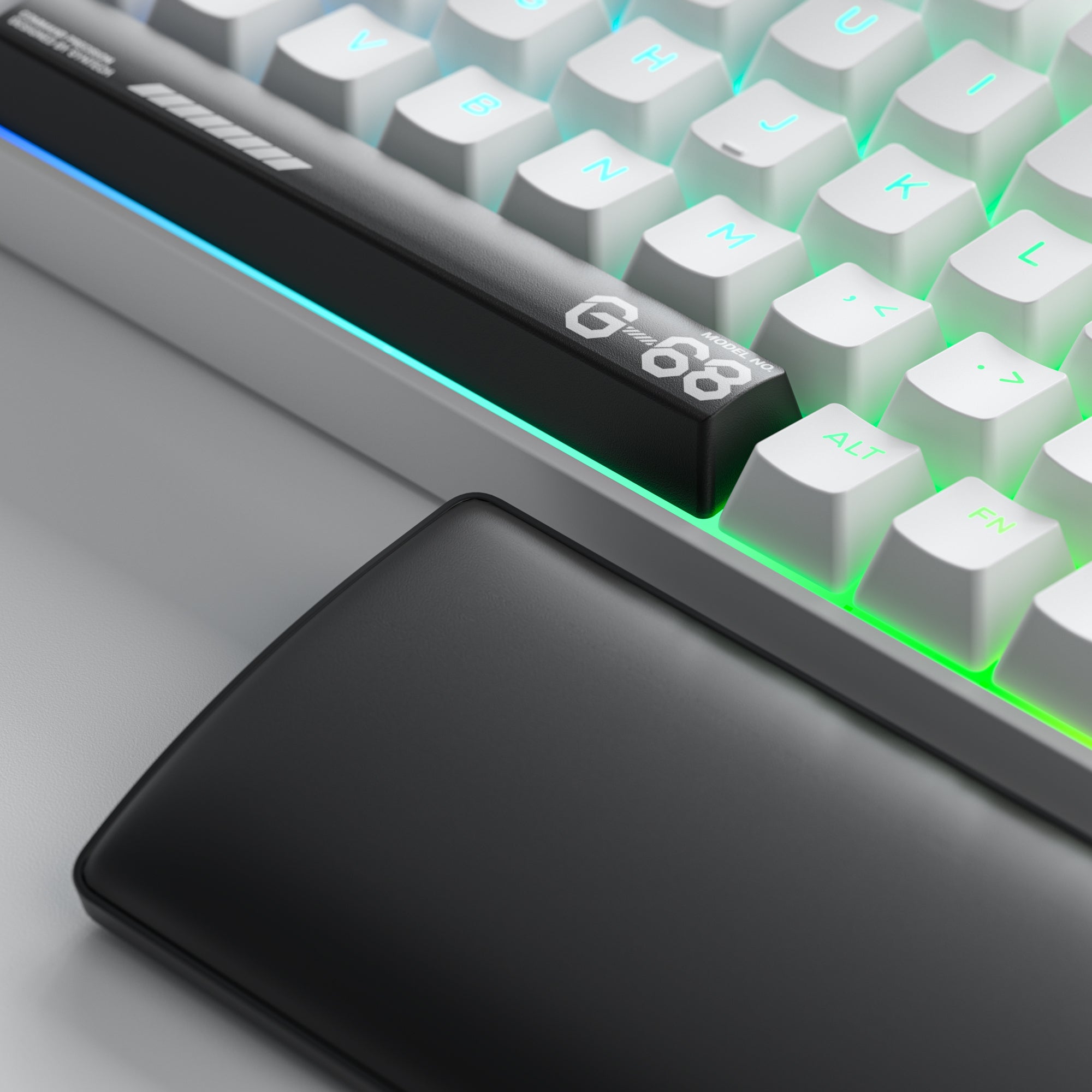 A close-up image of Chronos 68 Hall Effect Keyboard White Color