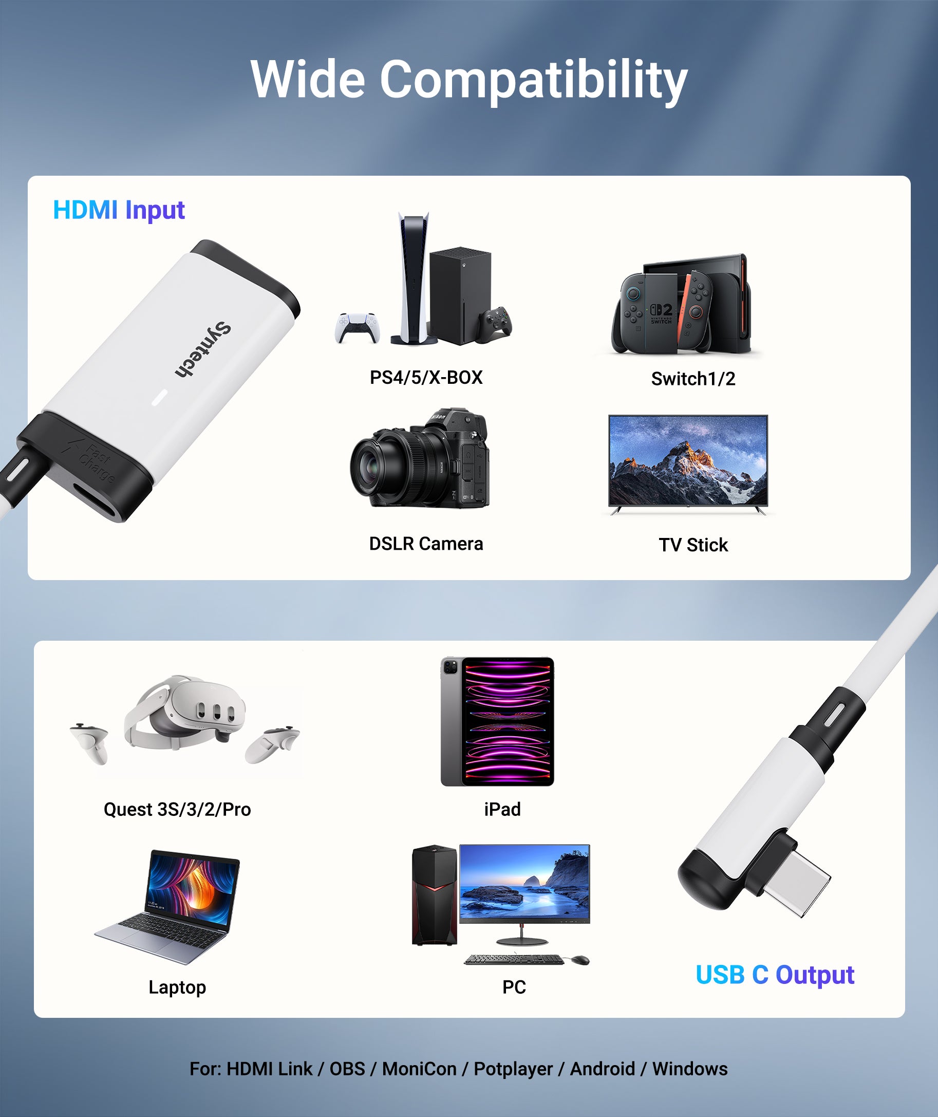 HDMI Female to USB-C Capture Card