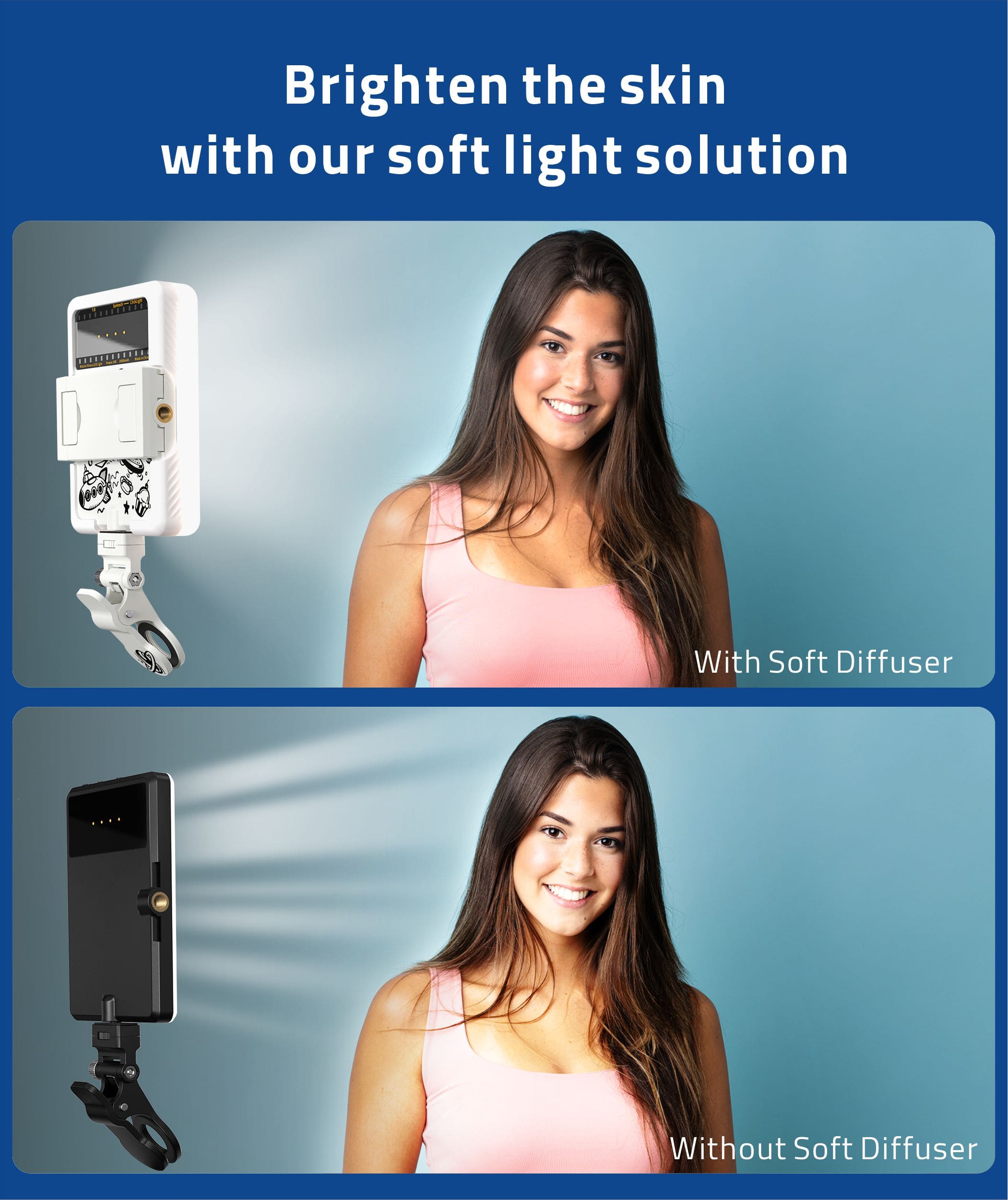 ClickLight Multipurpose Portable Selfie Light brighten the skin