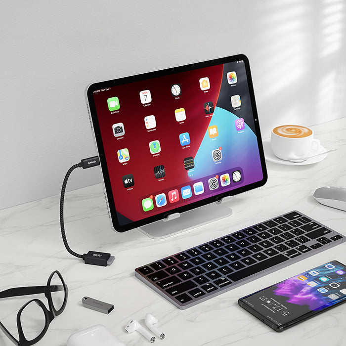 USB C to USB Adapter connected with tablet