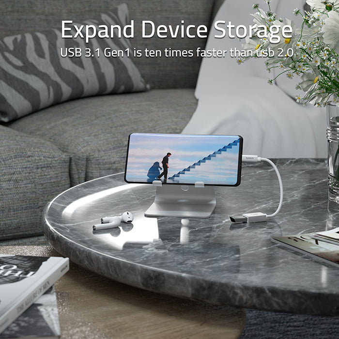 USB C to USB Adapter connected with mobile device