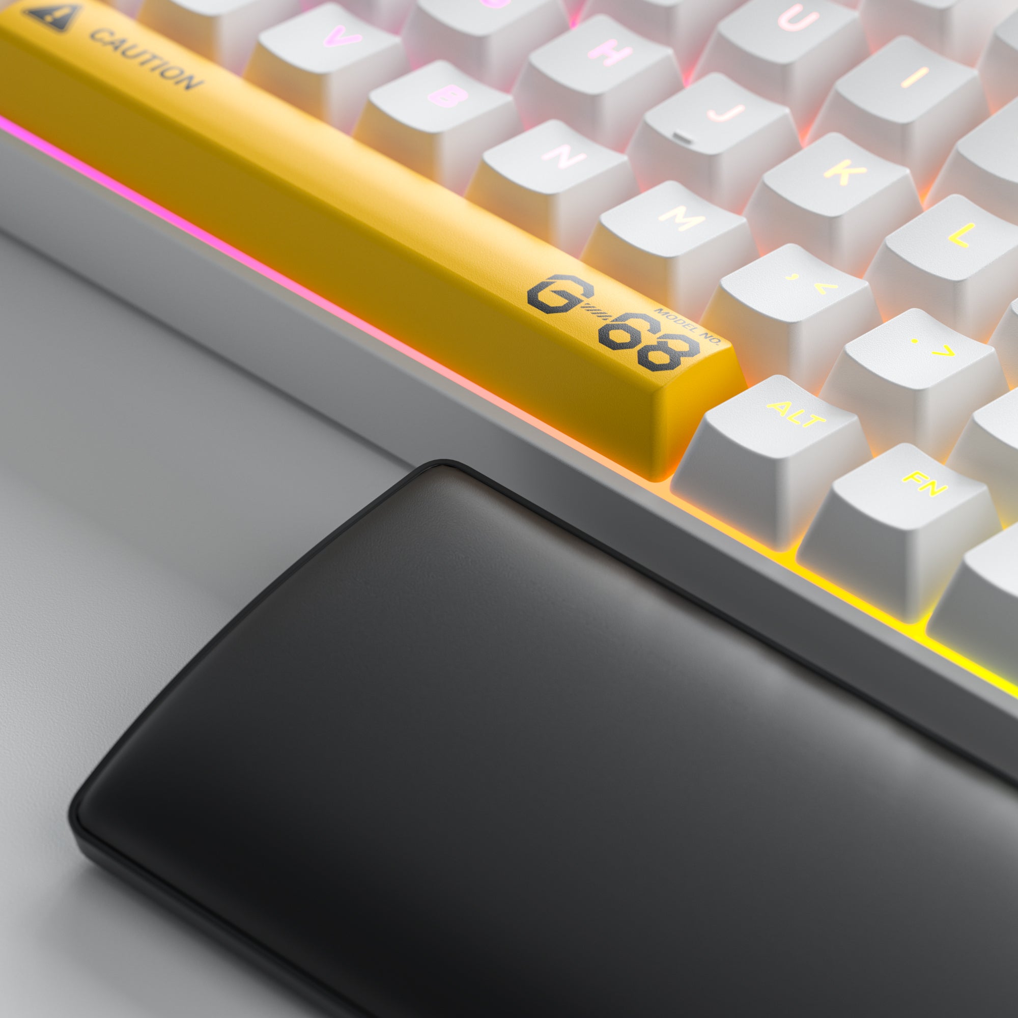A close-up image of Chronos 68 Hall Effect Keyboard Yellow Color