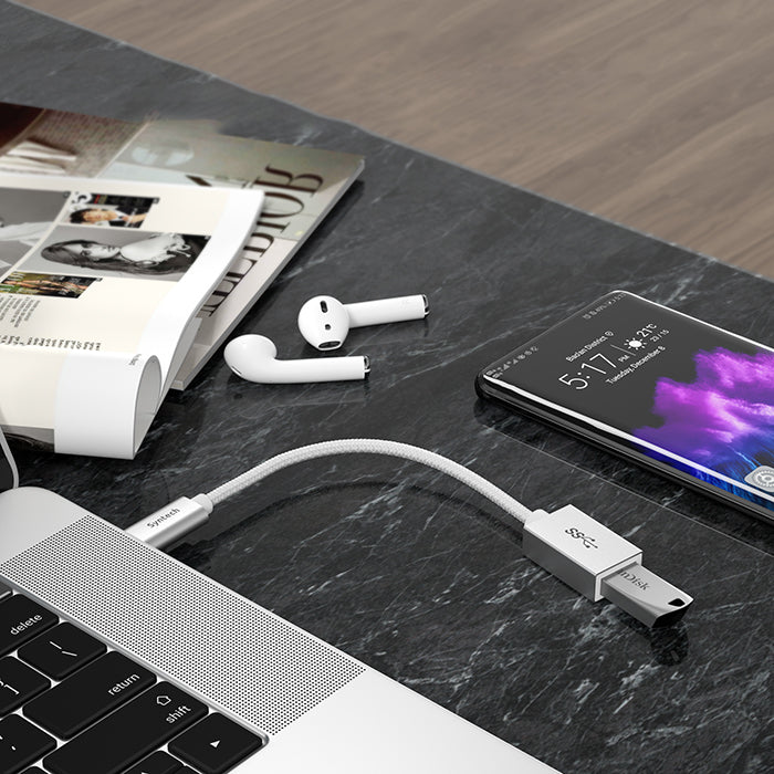 USB C to USB Adapter connected with laptop
