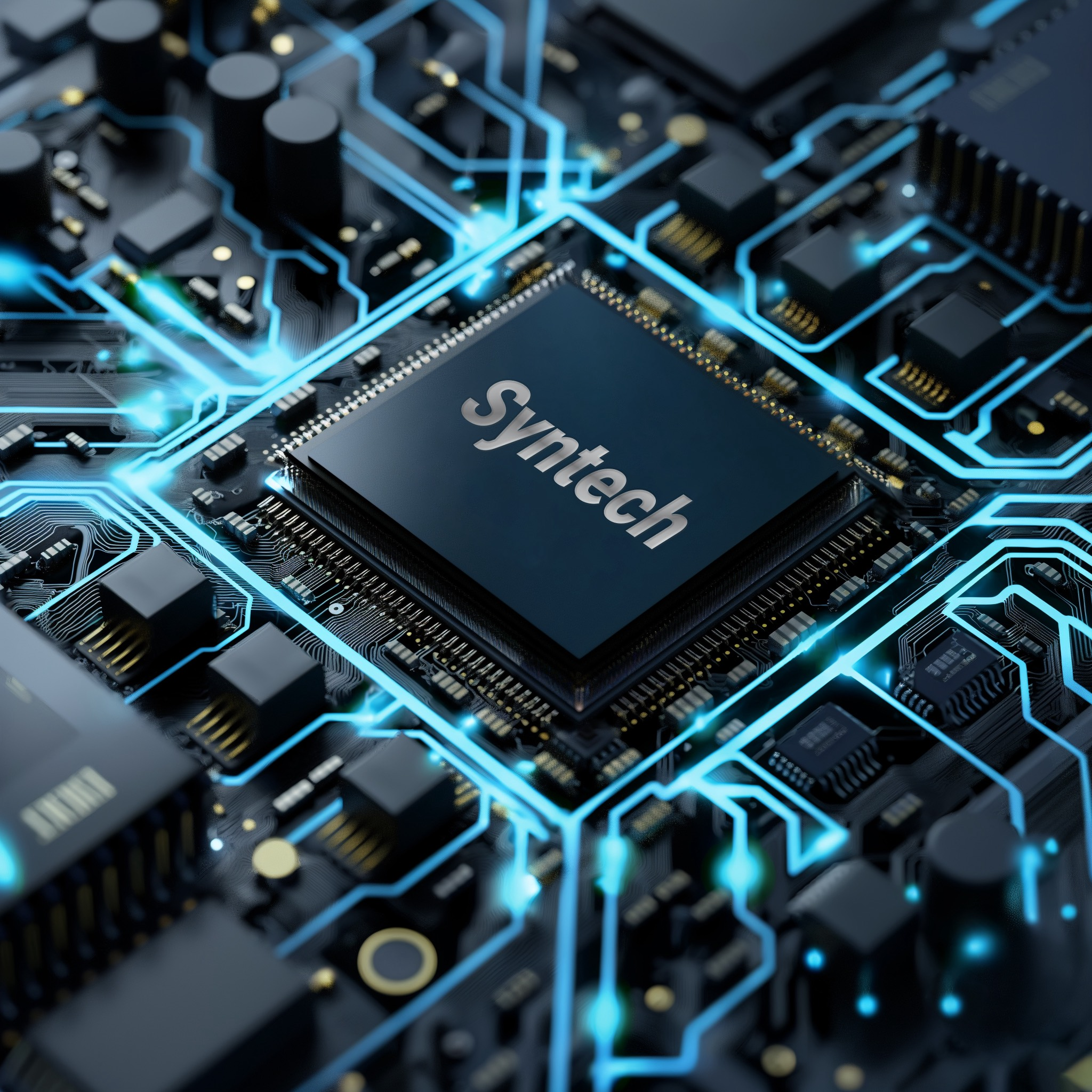 A microchip written Syntech symbolizing high caculation and low latency for Chronos 68