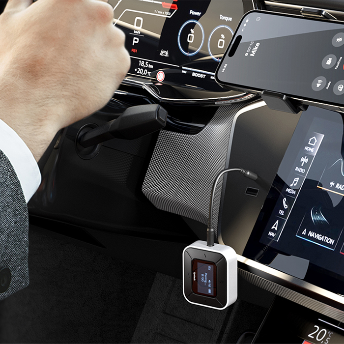bluetooth transmitter reciever for airplane atteched to car