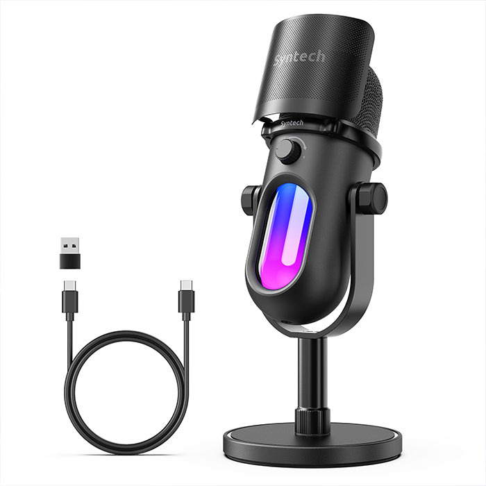 RGB GlowMic USB Condenser Microphone with usb cable