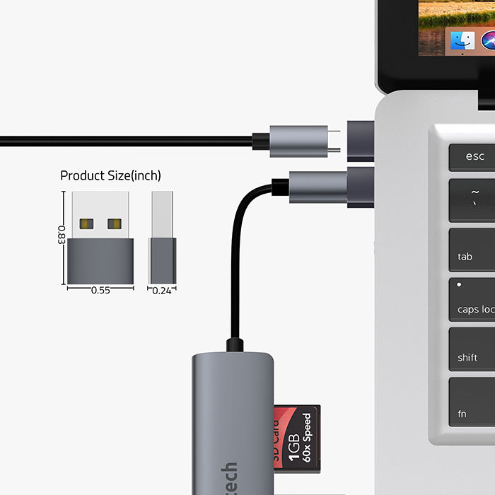 dimensions of USB 2.0 to USB C Adapter