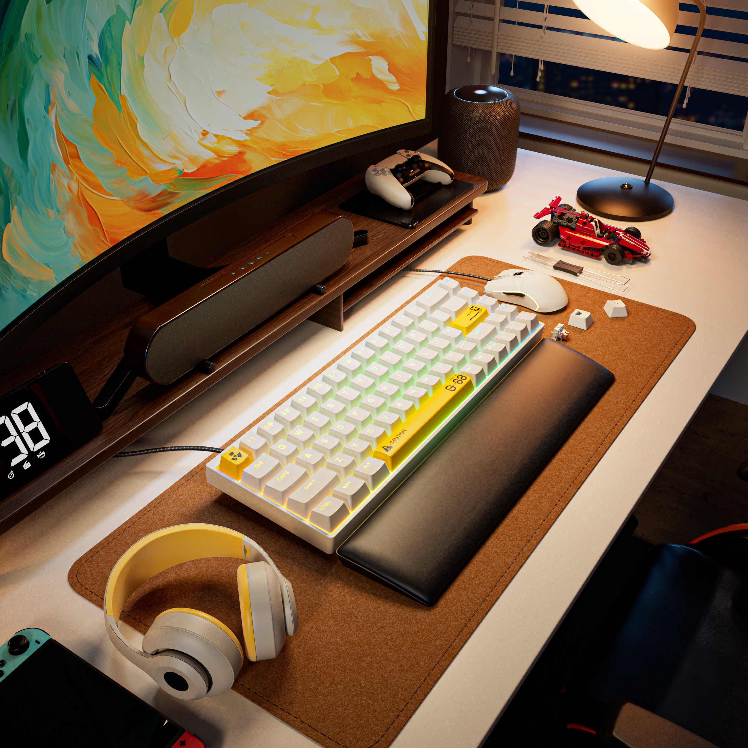 A daily life using showcase of yellow Syntech Chronos 68 Magnetic Keyboard