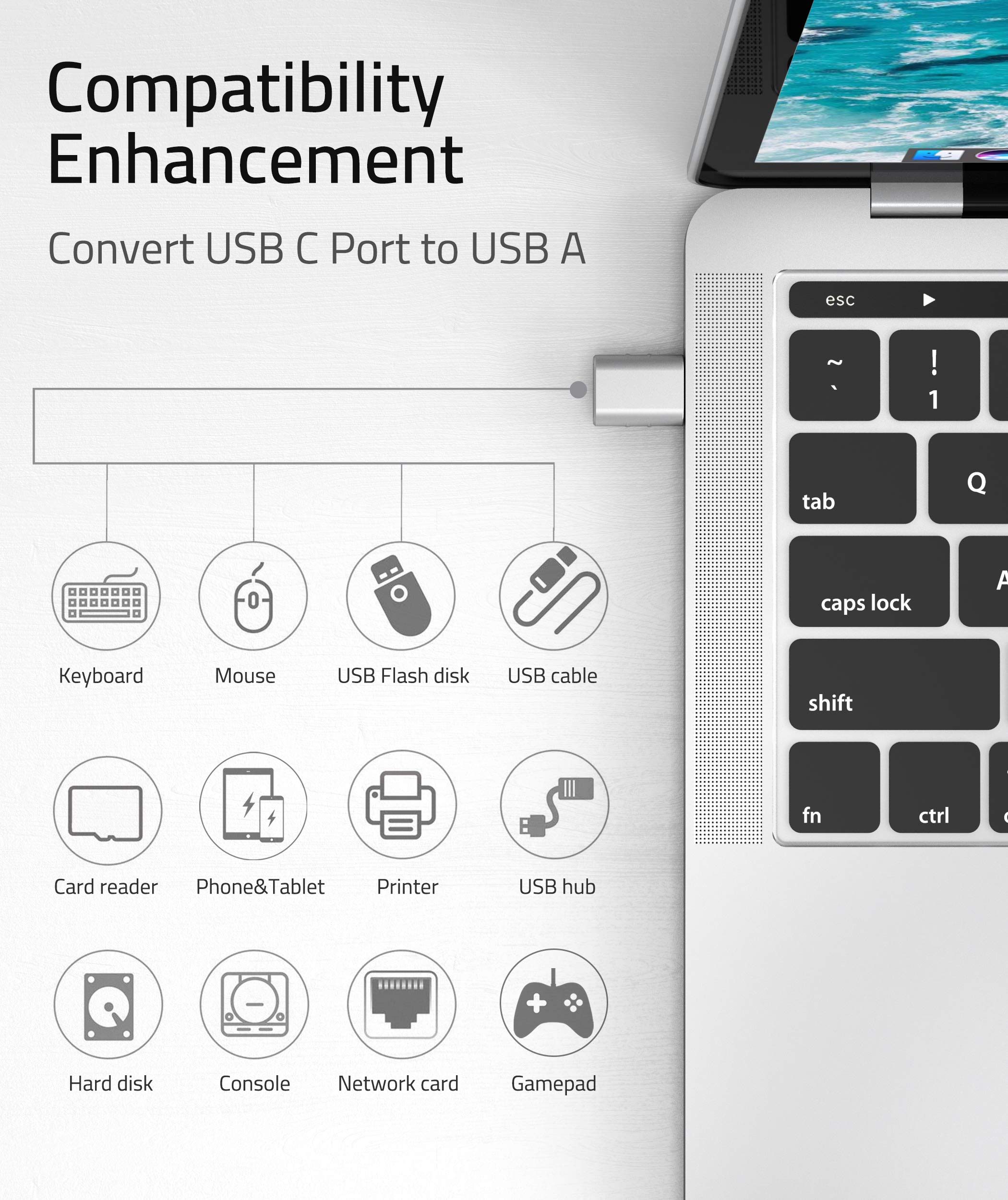 USB C Port to USB A Adapter 