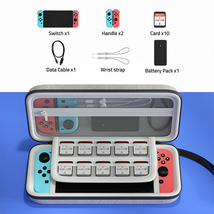 Portable Carrying Case For Nintendo Switch & Oled detailed accessories view