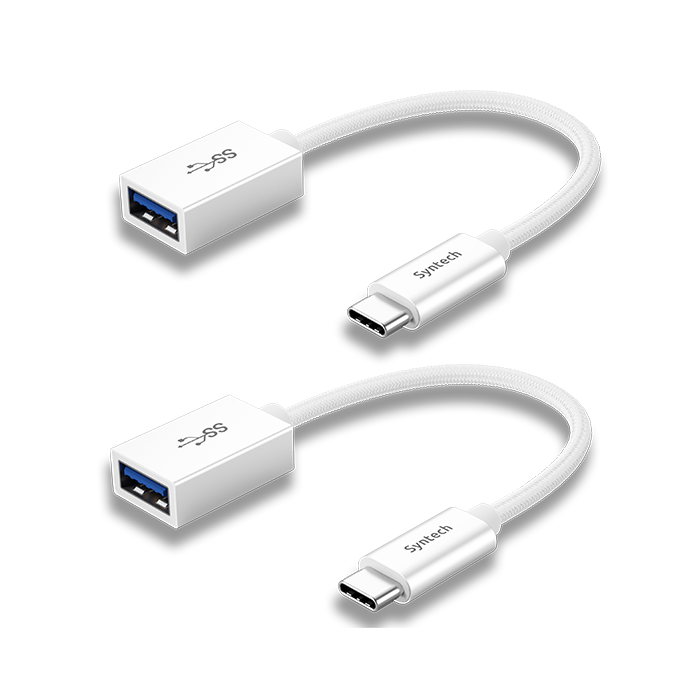 white USB C to USB Adapter