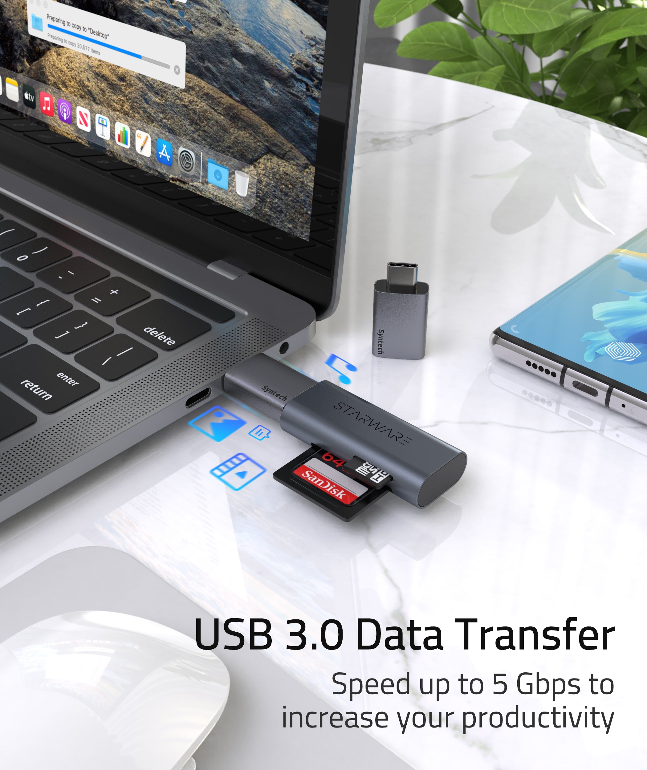  Syntech Paquete de 2 adaptadores USB C a USB