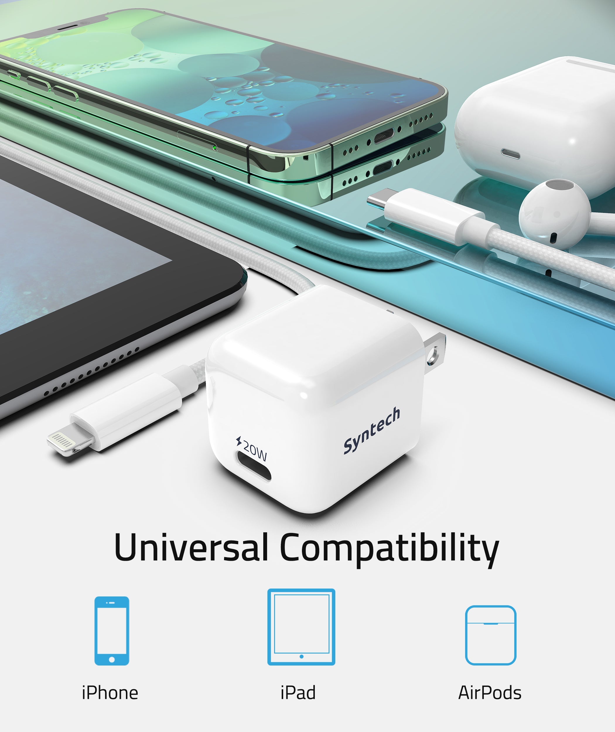 Adaptador Cargador 20w+cable Tipo C Compatible Con iPhone